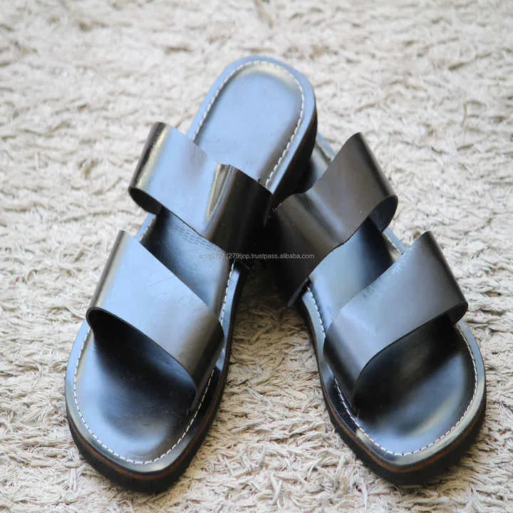 الرجال شبشب جلدي الانزلاق على شقة النعال السببية الشقق حقيقي جلدي الراحة شبشب Men's Leather Slippers Slip On Flat Casual Slippers Flats Genuine Leather Comfort Slipper