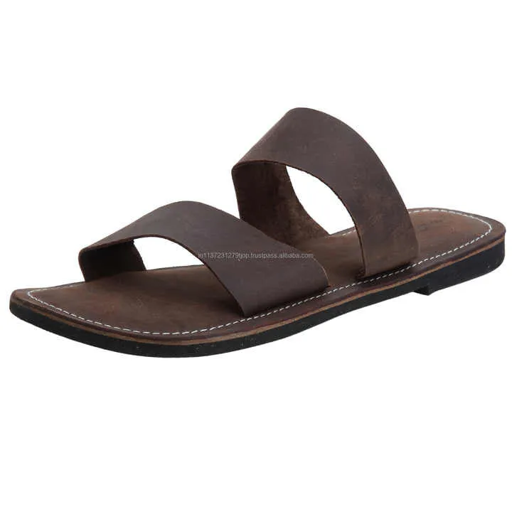 الرجال شبشب جلدي الانزلاق على شقة النعال السببية الشقق حقيقي جلدي الراحة شبشب Men's Leather Slippers Slip On Flat Casual Slippers Flats Genuine Leather Comfort Slipper