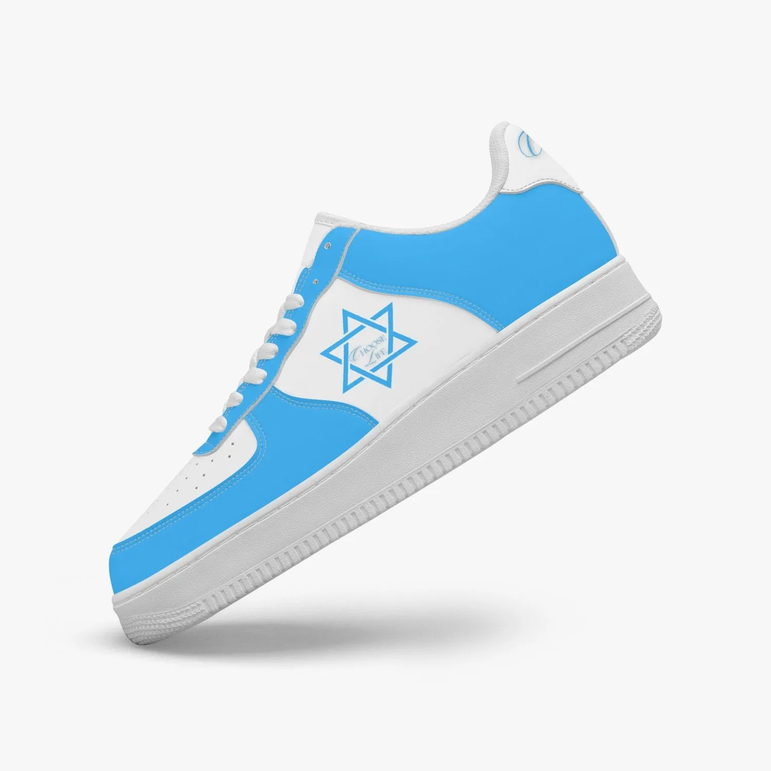 1Tweezy Star Of David Sky Blue Low-Top Leather Sports Sneakers