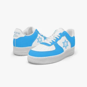 1Tweezy Star Of David Sky Blue Low-Top Leather Sports Sneakers