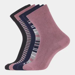 5 par bambus strømper i mauve og stribe mix (low cut)