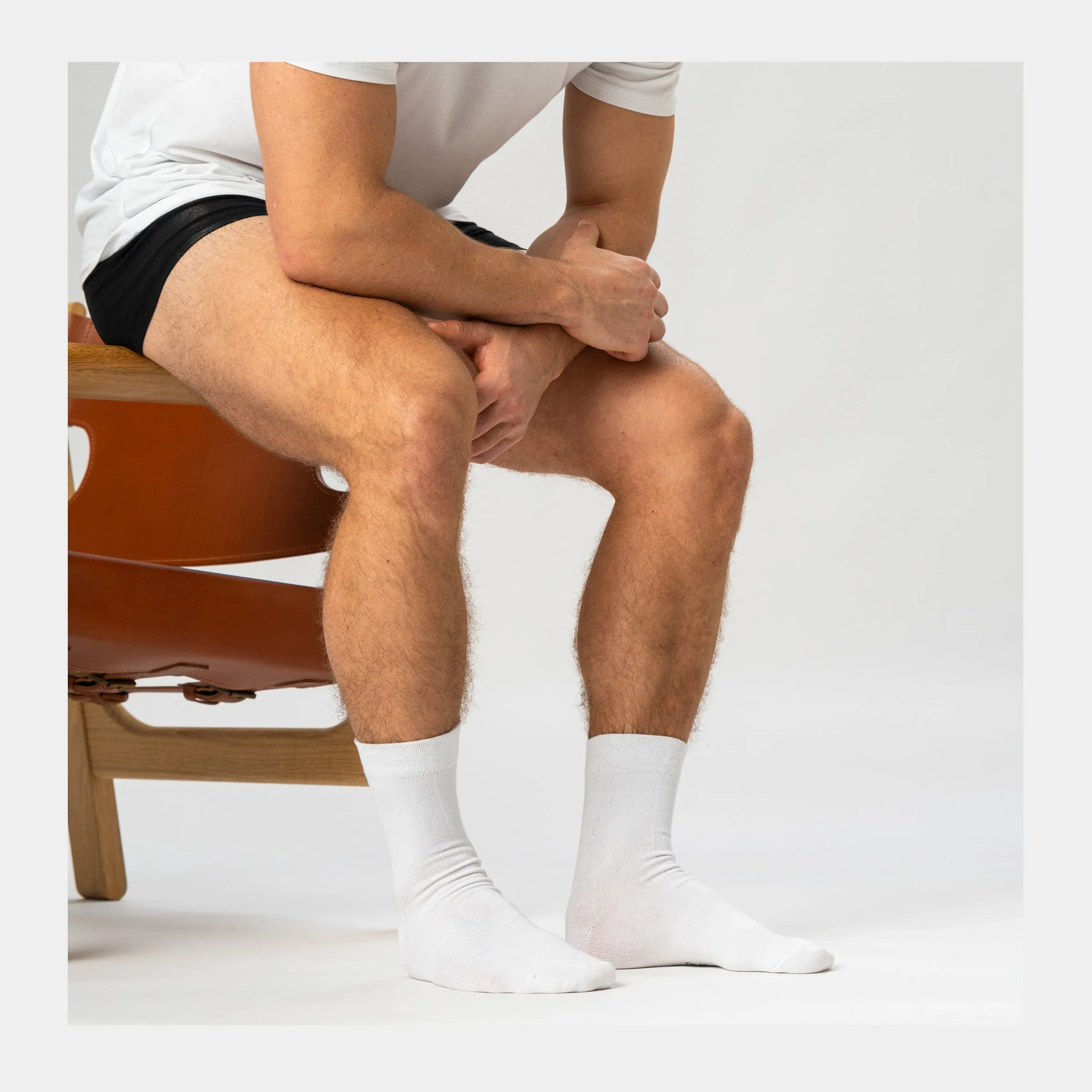 5 par hvide bambus strømper (Low cut)