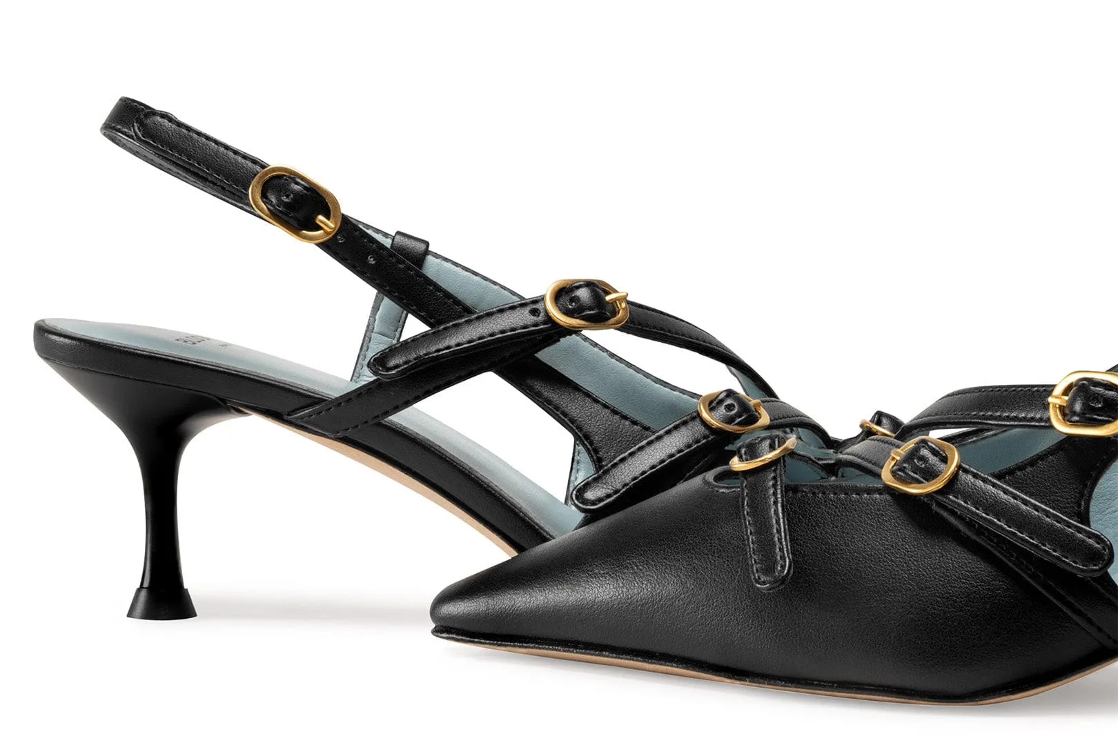 Alice Vegan Apple Leather Slingback Heels | Black