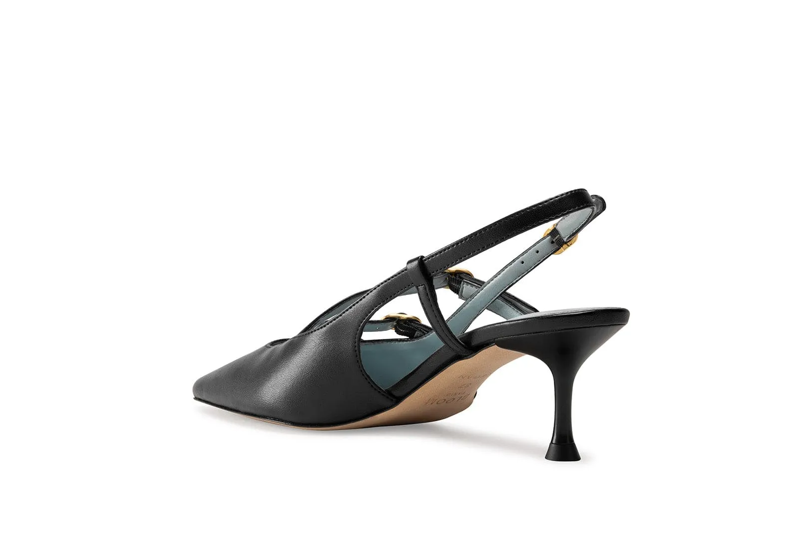 Alice Vegan Apple Leather Slingback Heels | Black