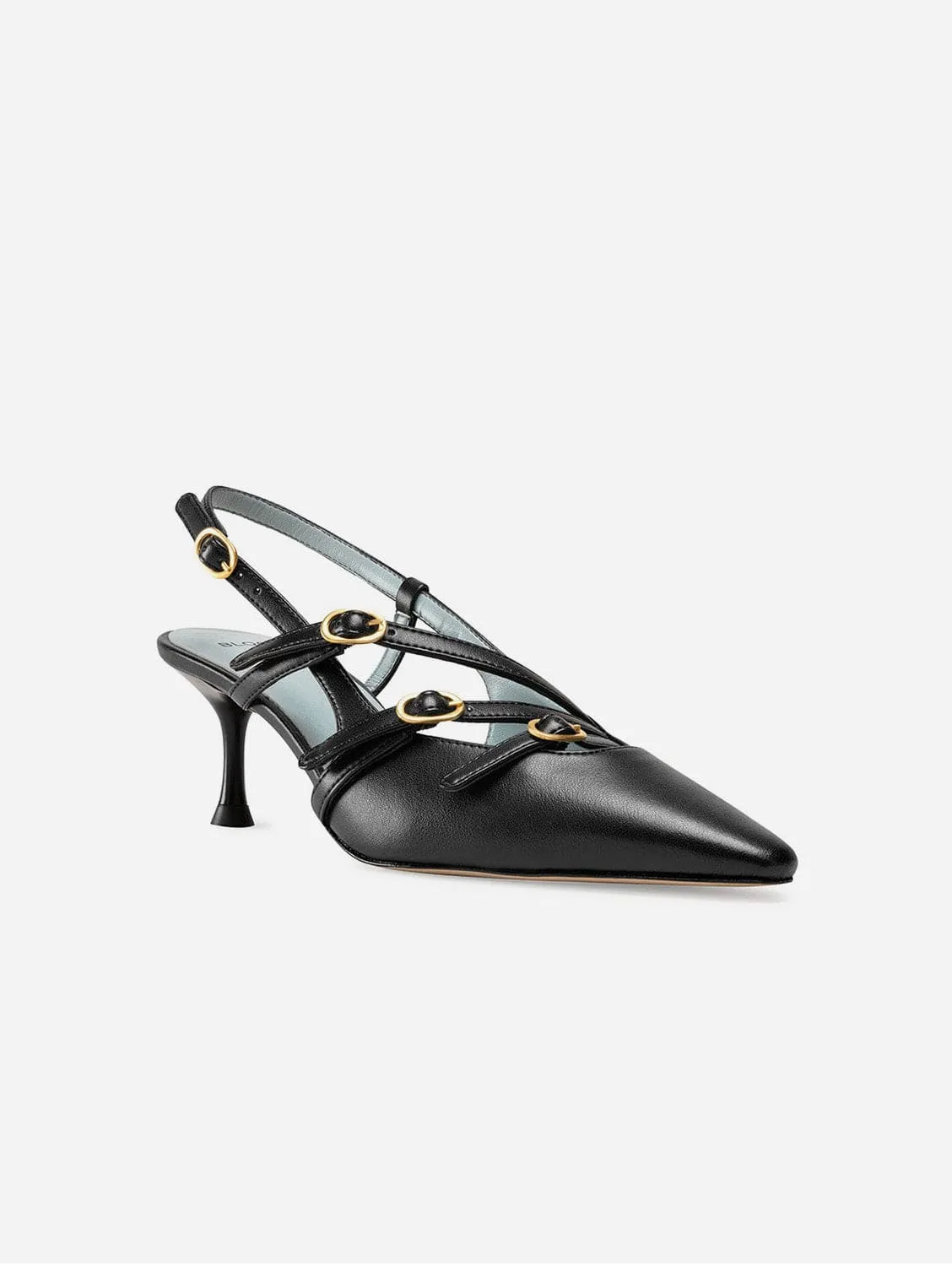 Alice Vegan Apple Leather Slingback Heels | Black