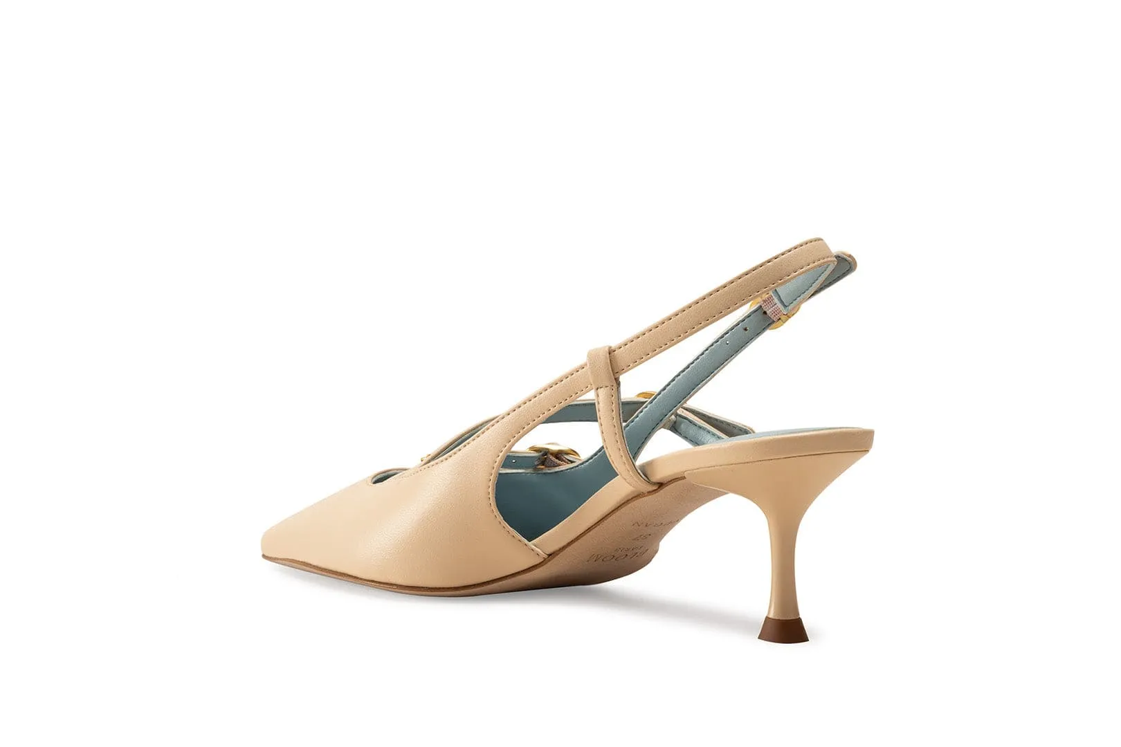 Alice Vegan Apple Leather Slingback Heels | Ecru