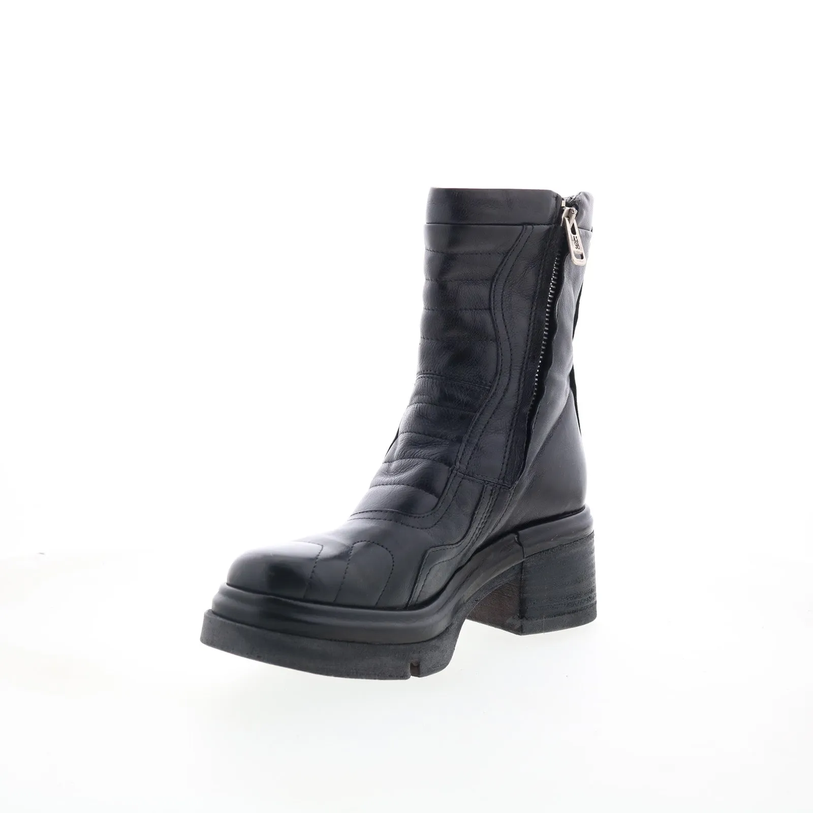 A.S. 98 Ethel Womens Black Leather Zipper Casual Dress Boots