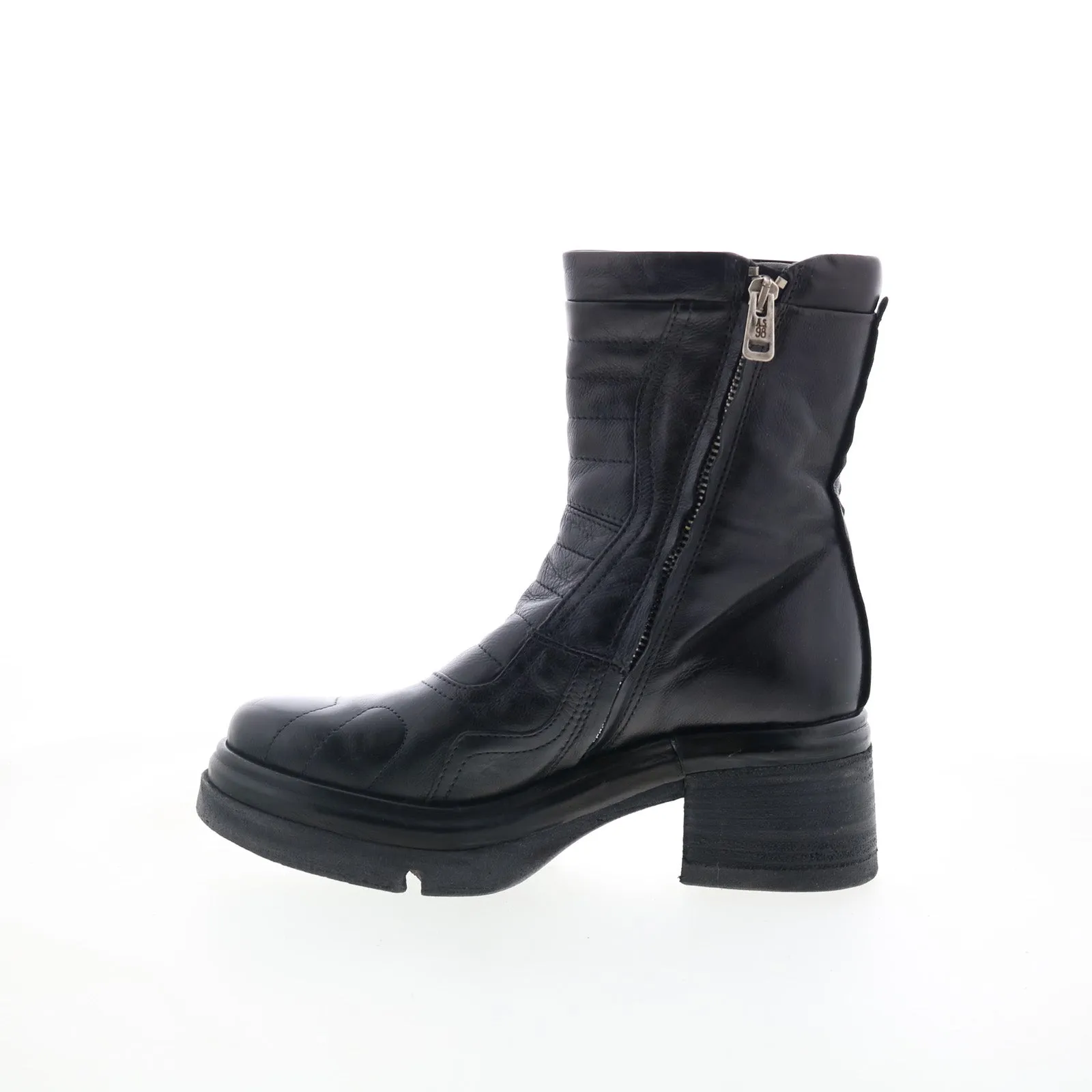 A.S. 98 Ethel Womens Black Leather Zipper Casual Dress Boots