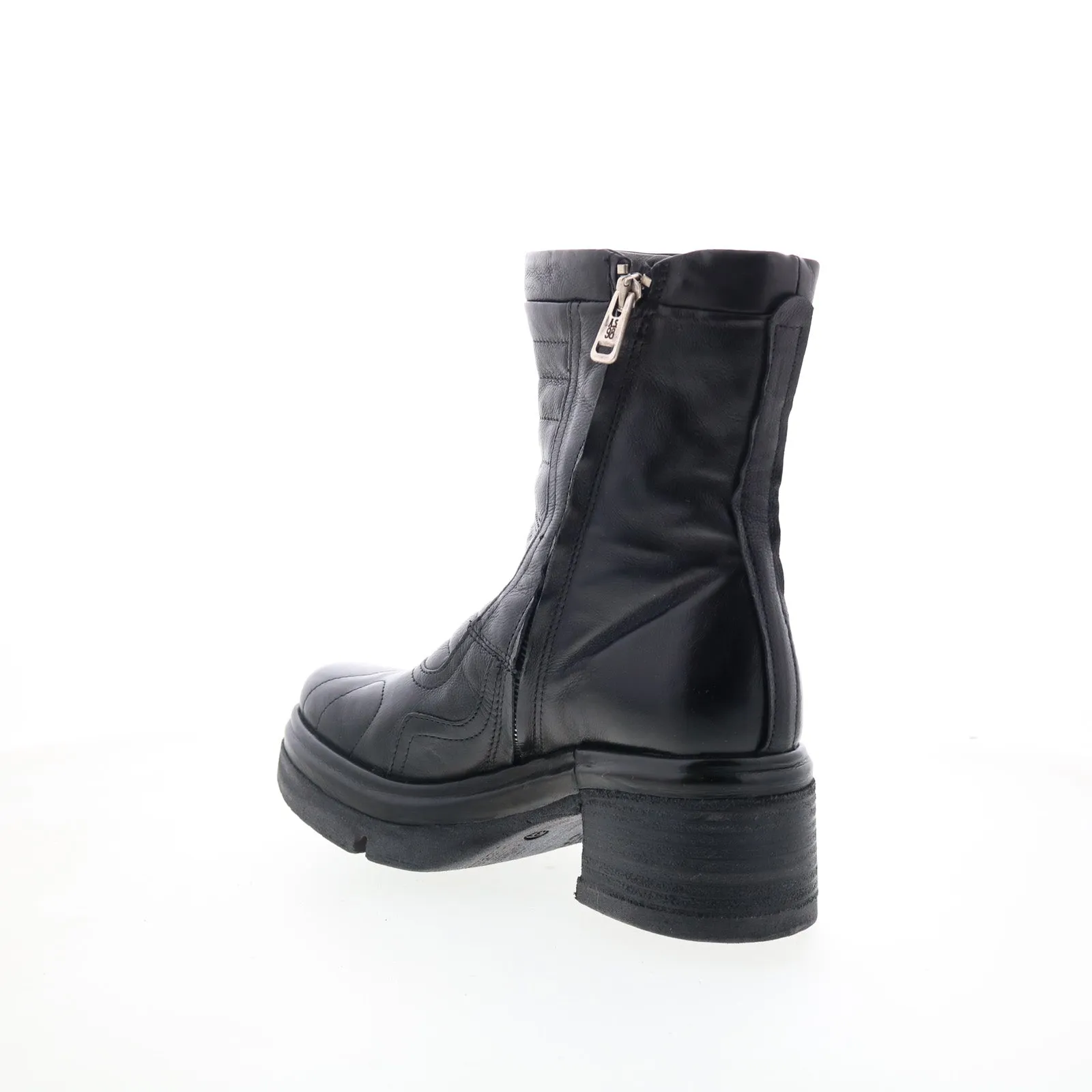A.S. 98 Ethel Womens Black Leather Zipper Casual Dress Boots