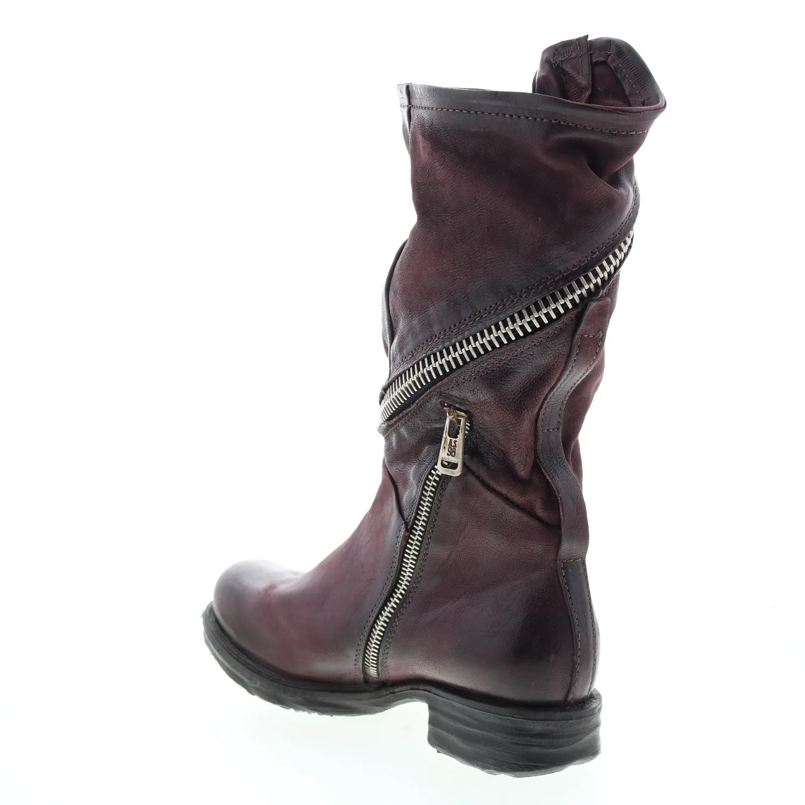 A.S. 98 Siggs 259373-101 Womens Burgundy Leather Zipper Mid Calf Boots