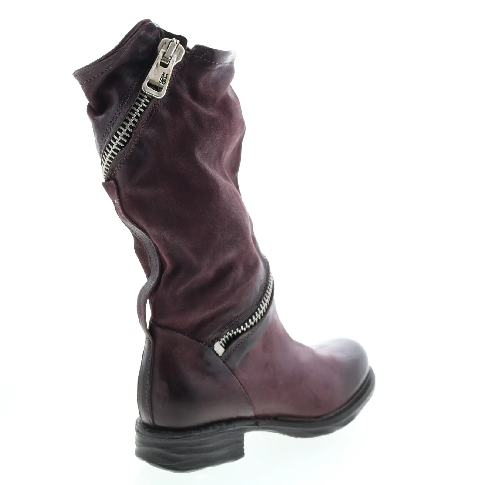 A.S. 98 Siggs 259373-101 Womens Burgundy Leather Zipper Mid Calf Boots
