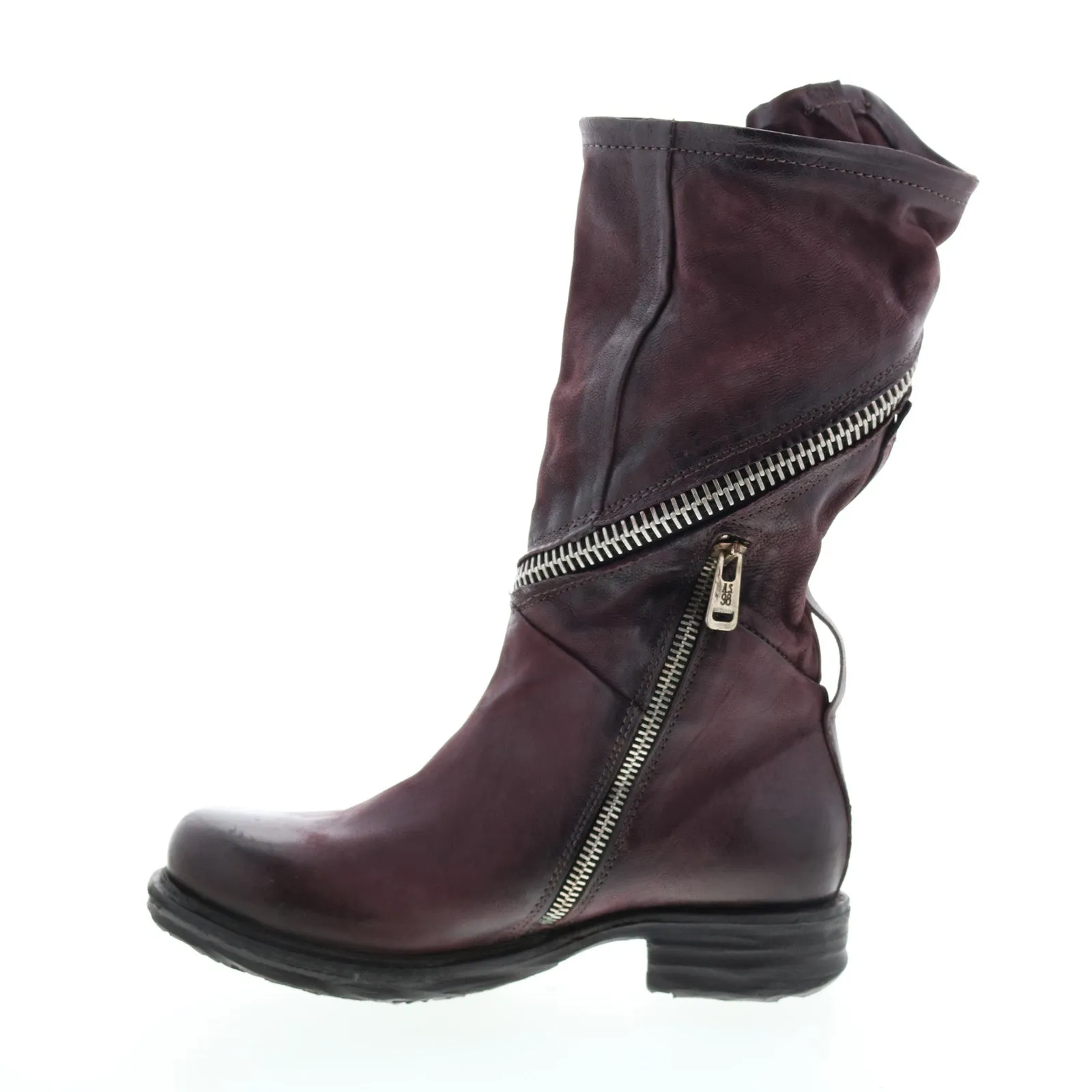 A.S. 98 Siggs 259373-101 Womens Burgundy Leather Zipper Mid Calf Boots