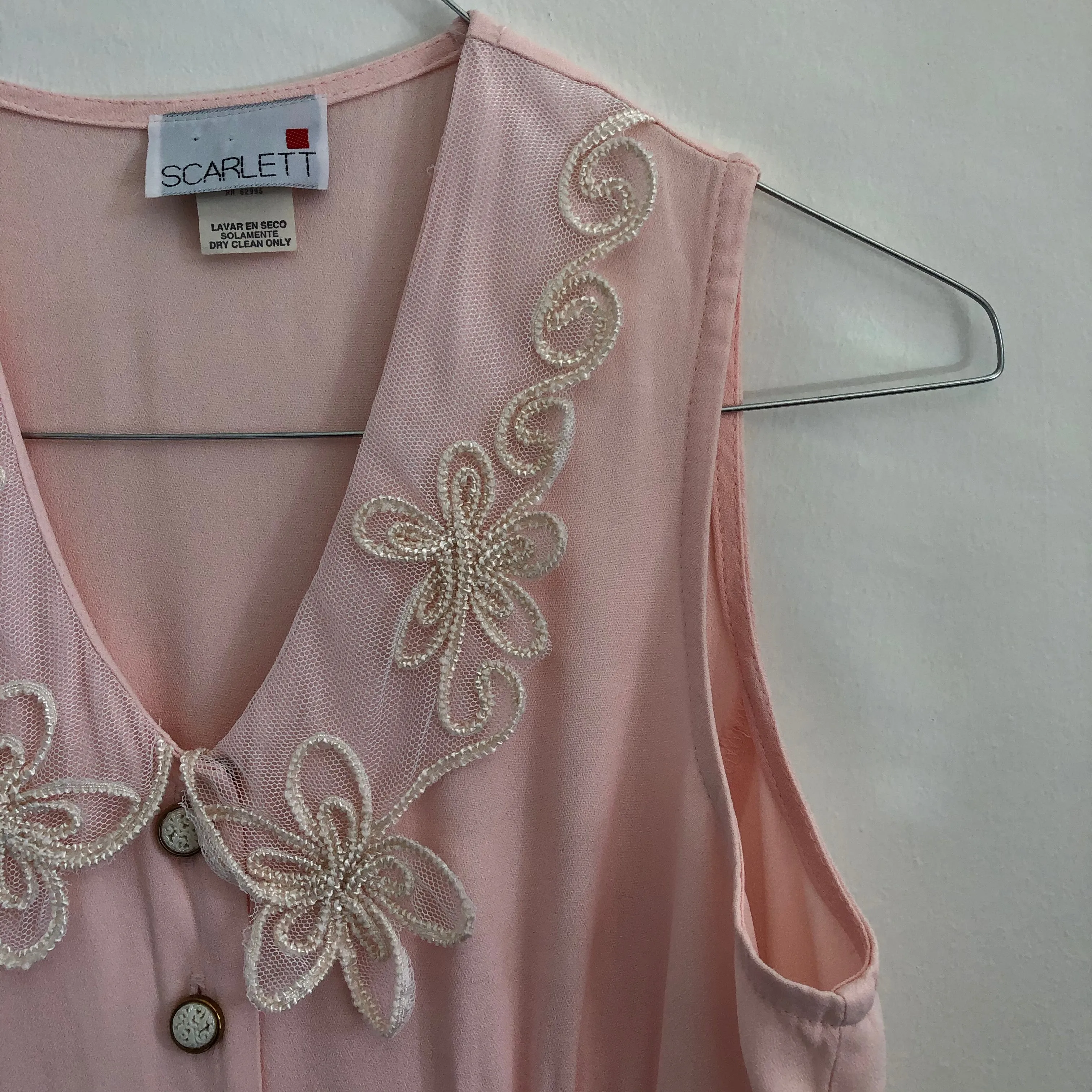 Baby Pink Buttons Lace Dress