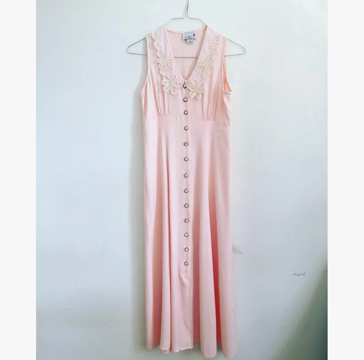 Baby Pink Buttons Lace Dress