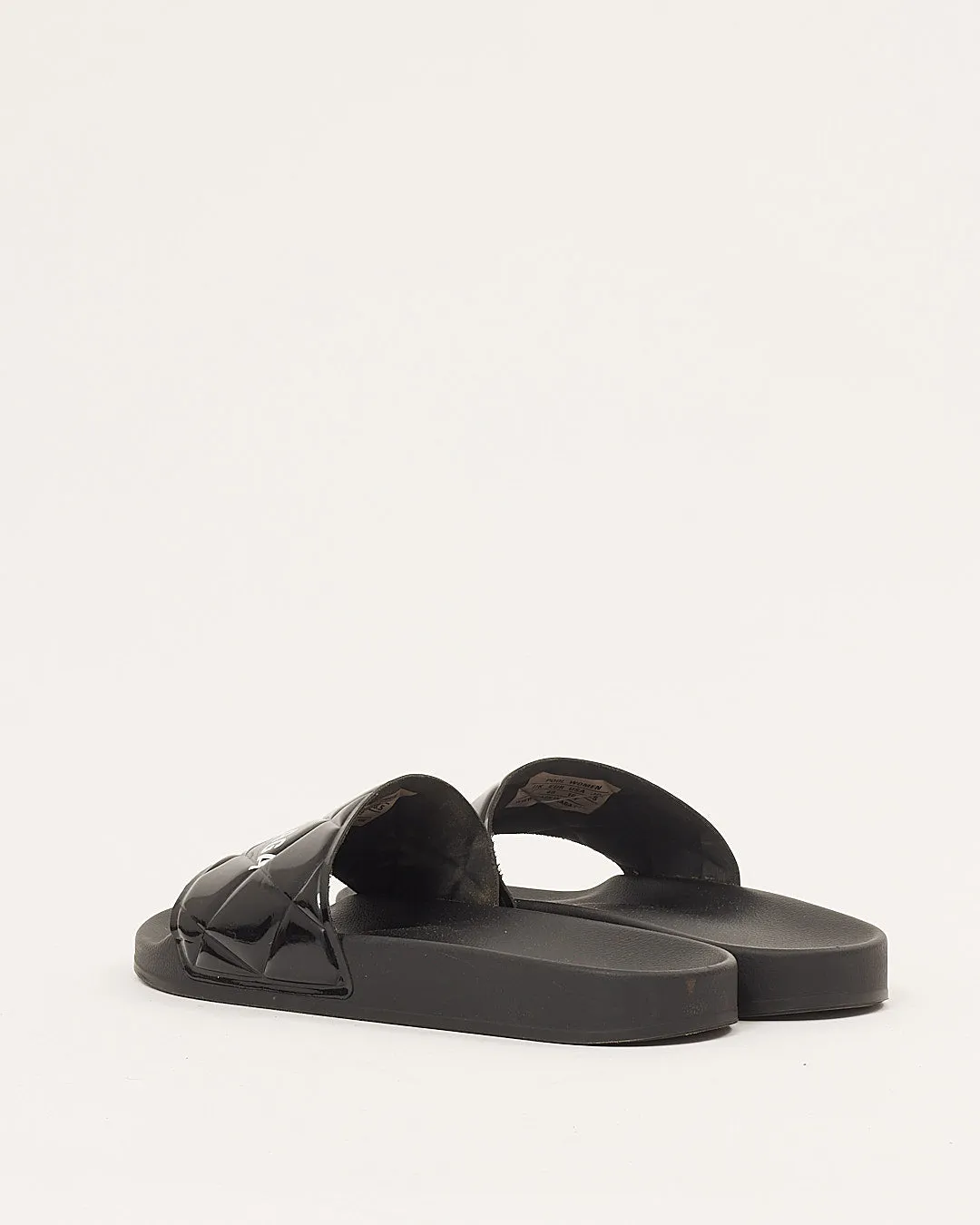 Balenciaga Patent Leather Quilted Logo Pool Slides - 40