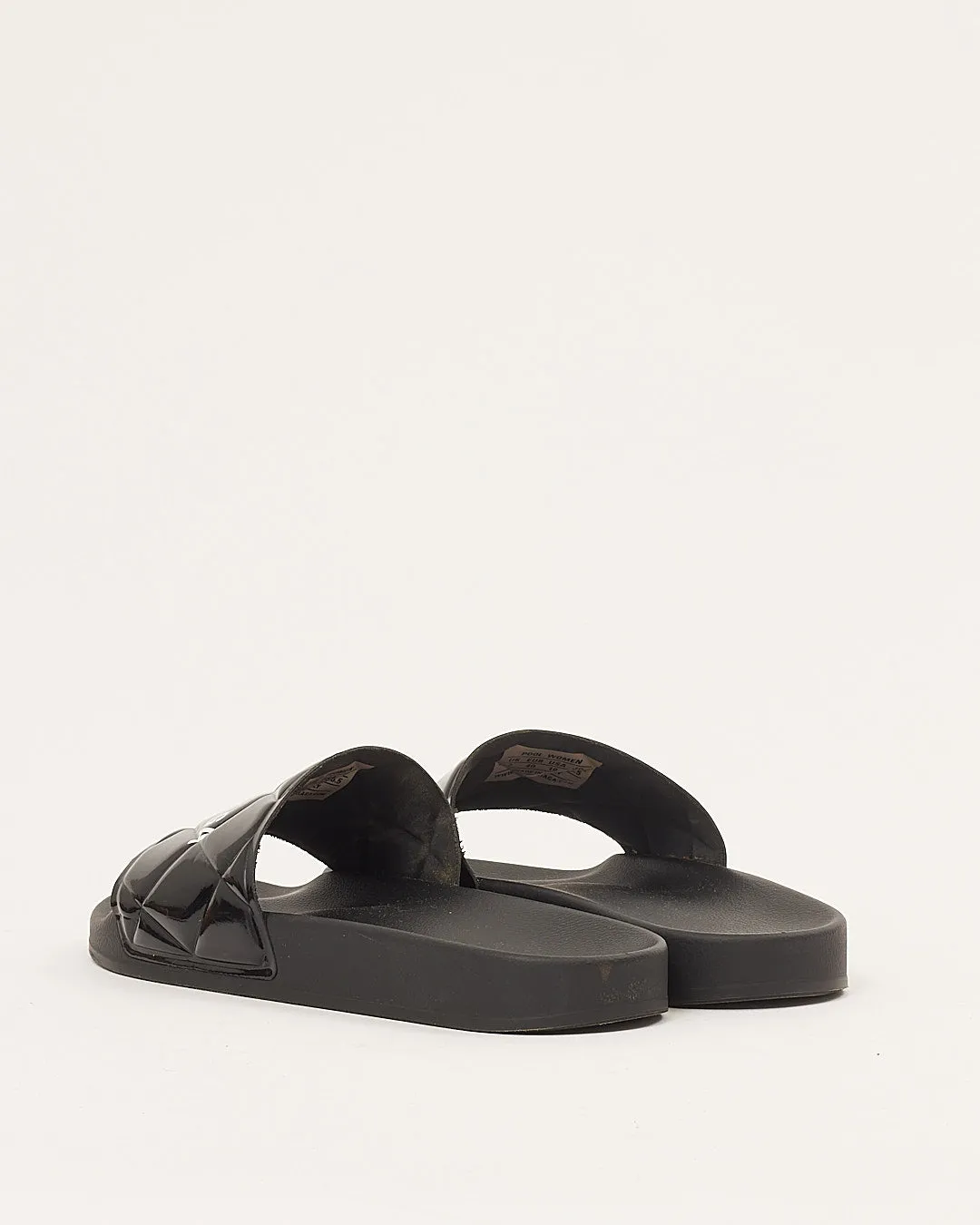 Balenciaga Patent Leather Quilted Logo Pool Slides - 40