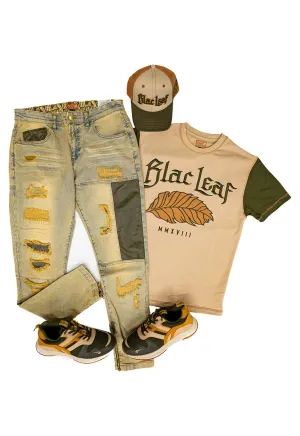 Blac leaf Stay Strong Dad Hat Khaki Olive, Rustic Leaf Tee Putty Khaki,  Stay Strong Denim Jeans And G7 X Strong" Sneaker  Outfit combo