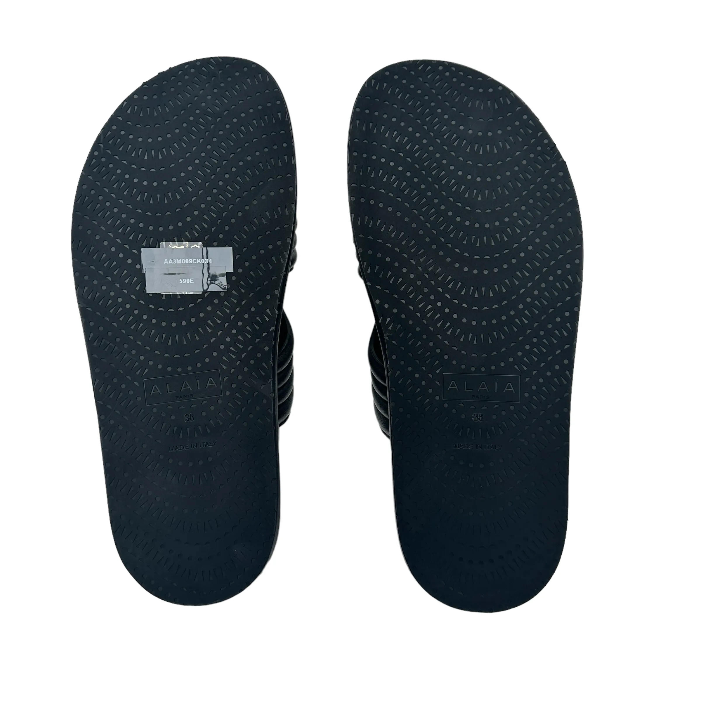 Black Leather Slides - 8