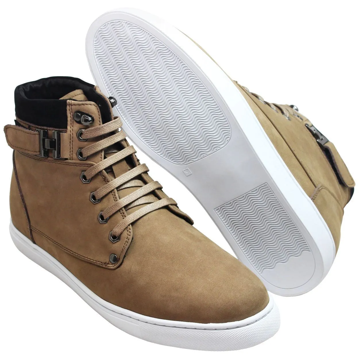 CALTO - T53121 - 2.6 Inches Taller (Nubuck Tan) - High top sneak-boot