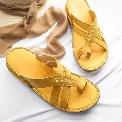 Chicvane Criss Cross Straps Clip Toe Wedge Slides Shoes