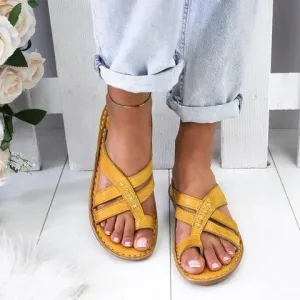 Chicvane Criss Cross Straps Clip Toe Wedge Slides Shoes