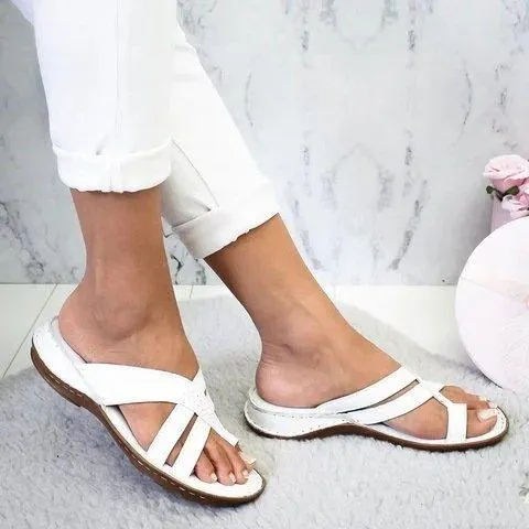 Chicvane Criss Cross Straps Clip Toe Wedge Slides Shoes