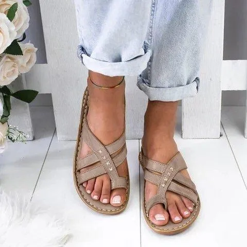 Chicvane Criss Cross Straps Clip Toe Wedge Slides Shoes