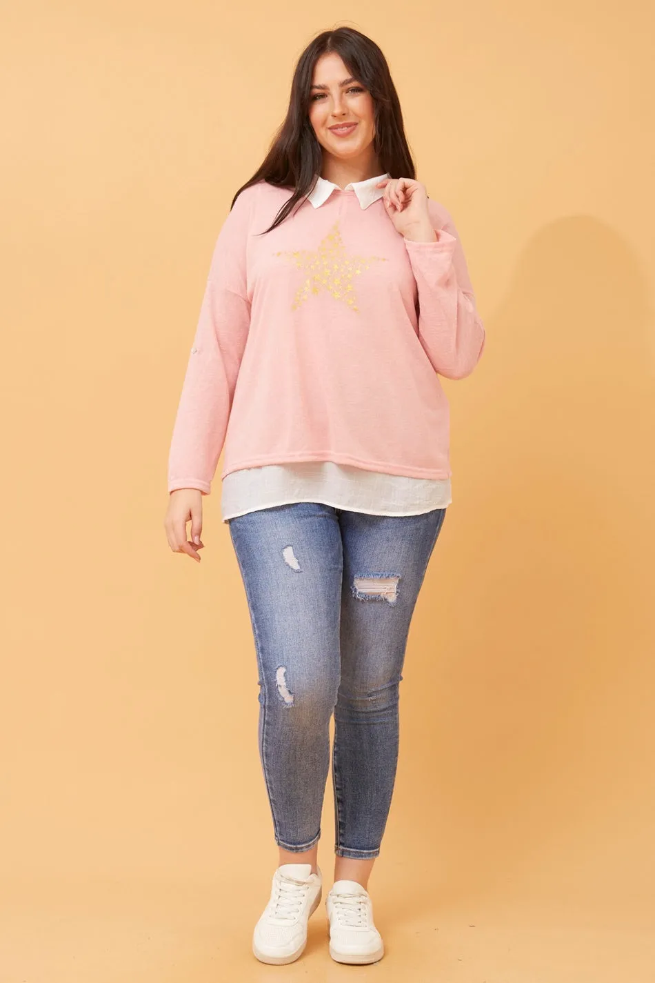 CLANCY STAR PRINT DOUBLE LAYERED TOP