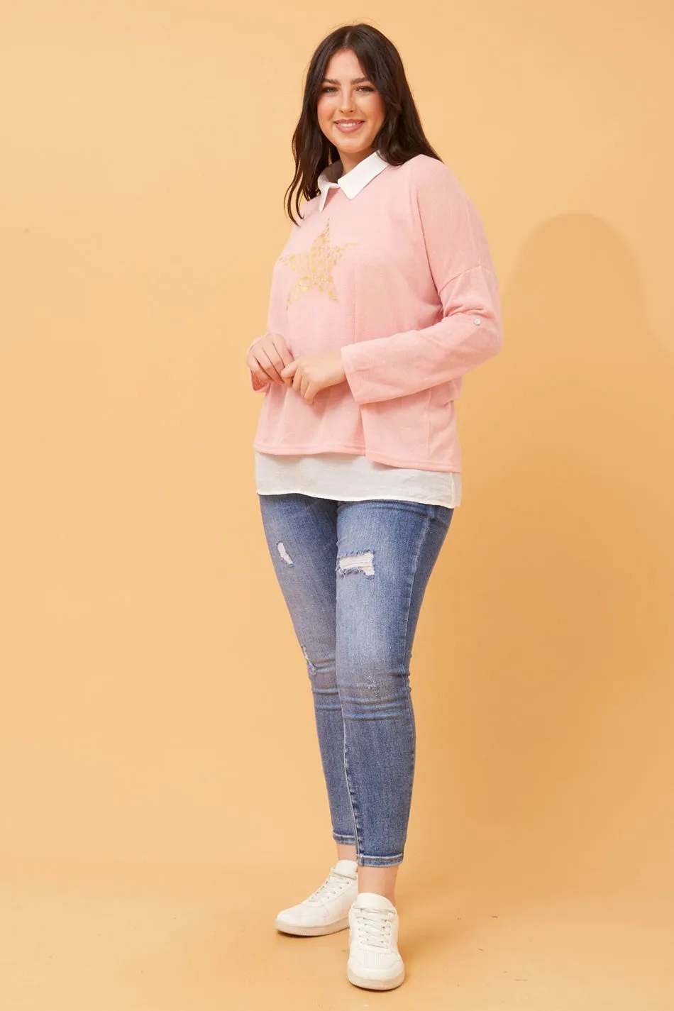 CLANCY STAR PRINT DOUBLE LAYERED TOP