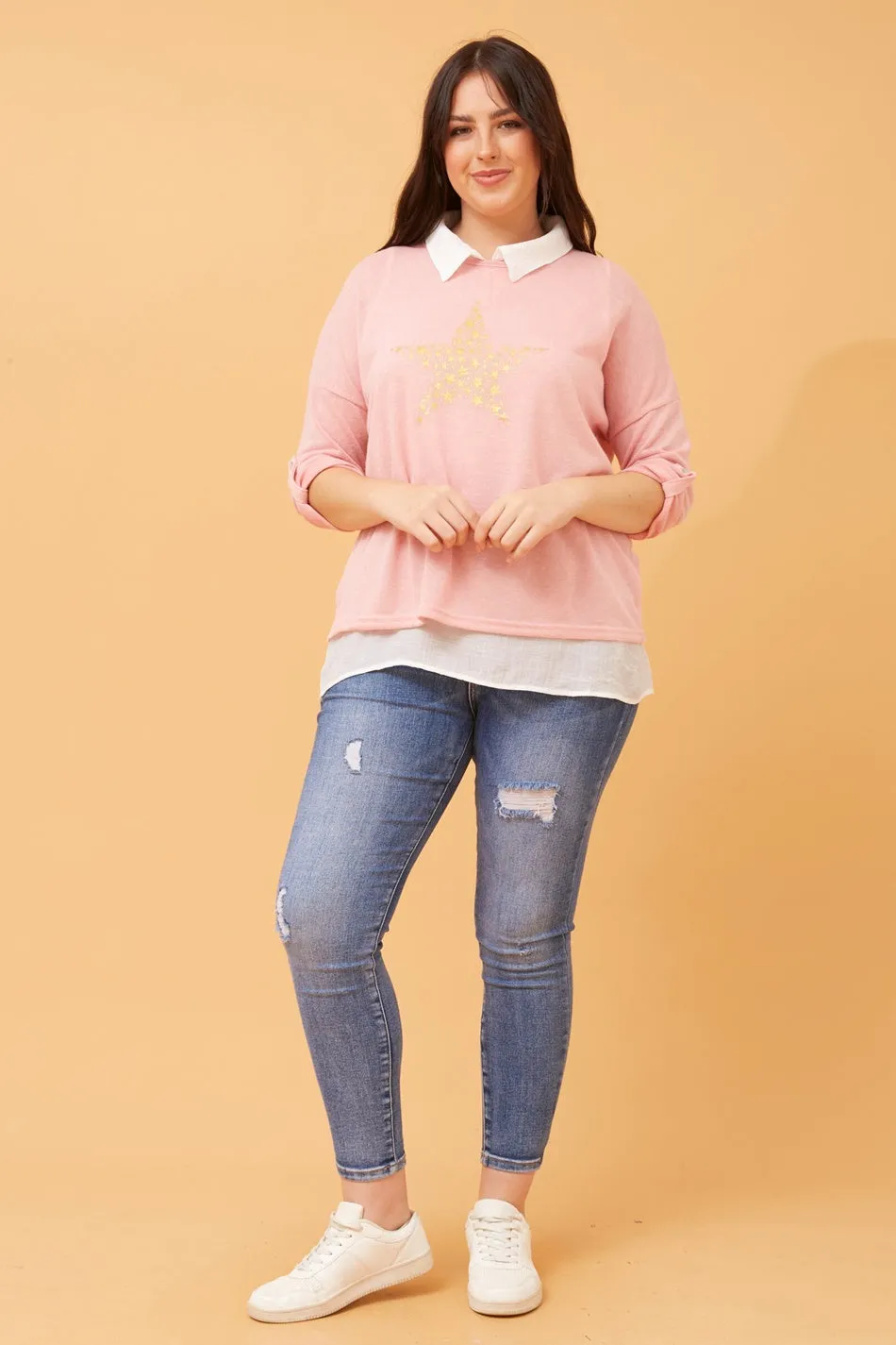 CLANCY STAR PRINT DOUBLE LAYERED TOP