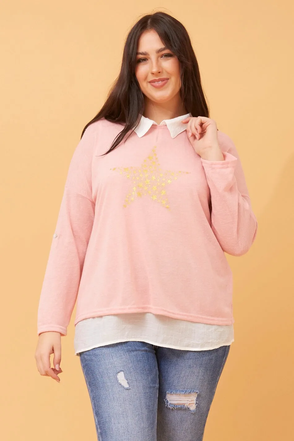 CLANCY STAR PRINT DOUBLE LAYERED TOP