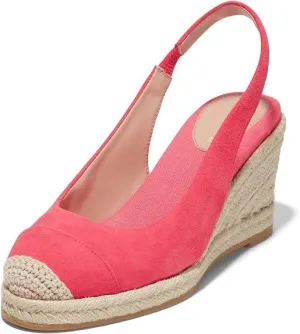 Cole Haan Cloudfeel Geranium Suede Slingback Wedge Heeled Cap Toe Heeled Sandals