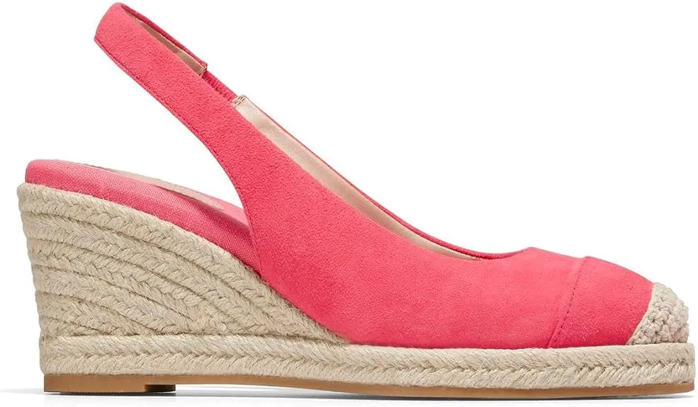 Cole Haan Cloudfeel Geranium Suede Slingback Wedge Heeled Cap Toe Heeled Sandals