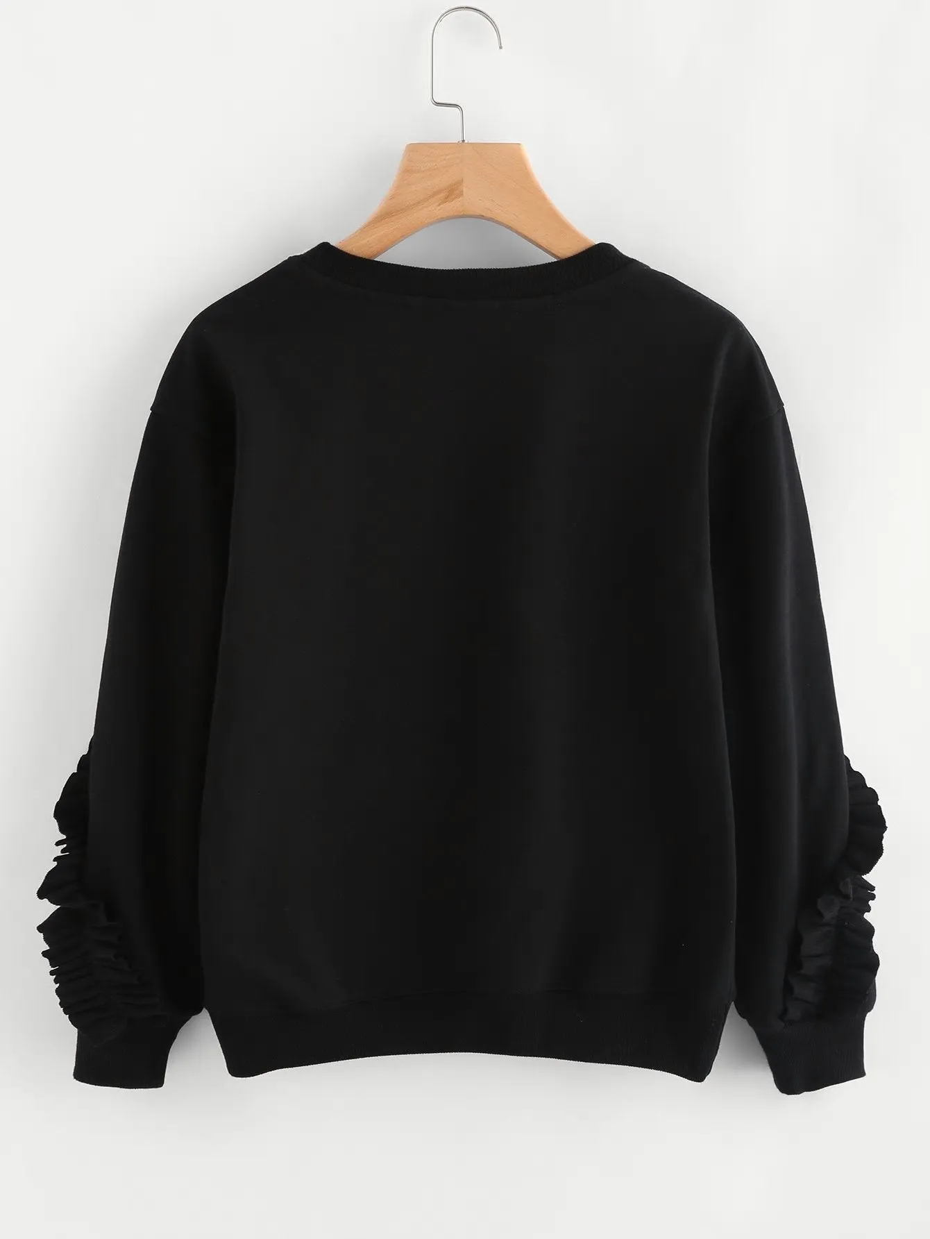 Cute Ruffle Sleeve Knit Top Sweatshirt