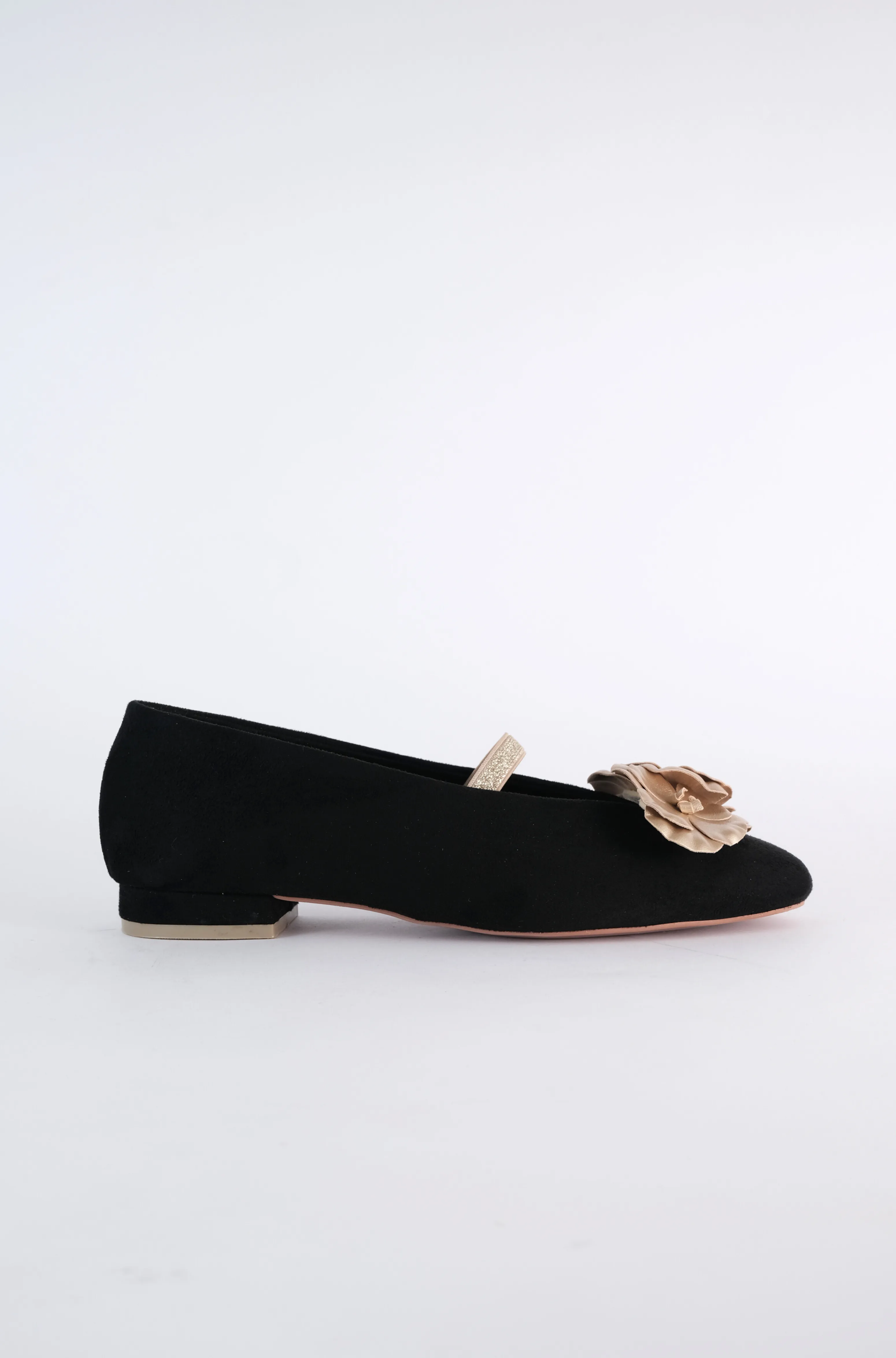 Debi Flower Square Toe Loafers (Black Suede)