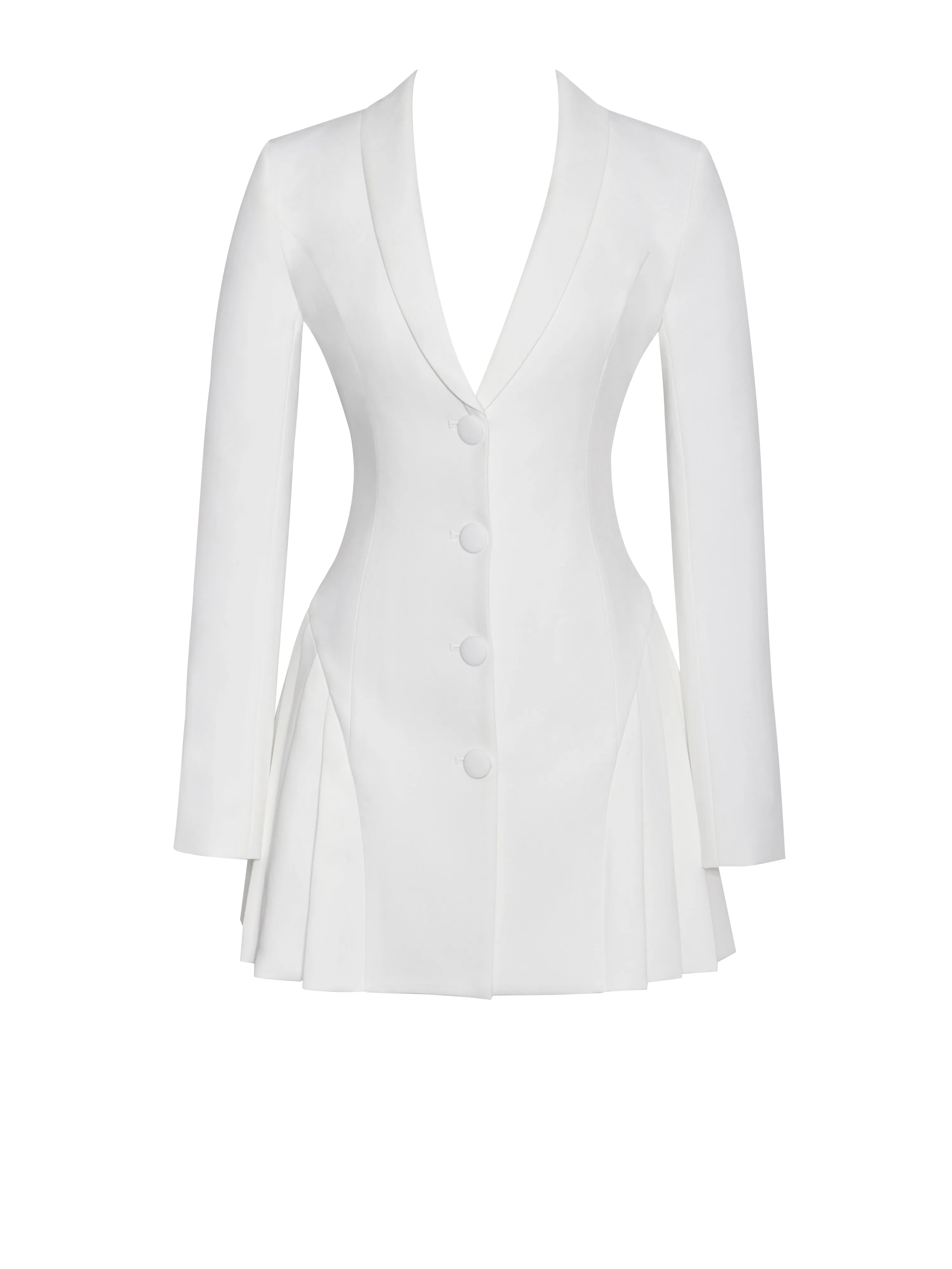 Delia White Blazer Charming Dress with Pleated Detail