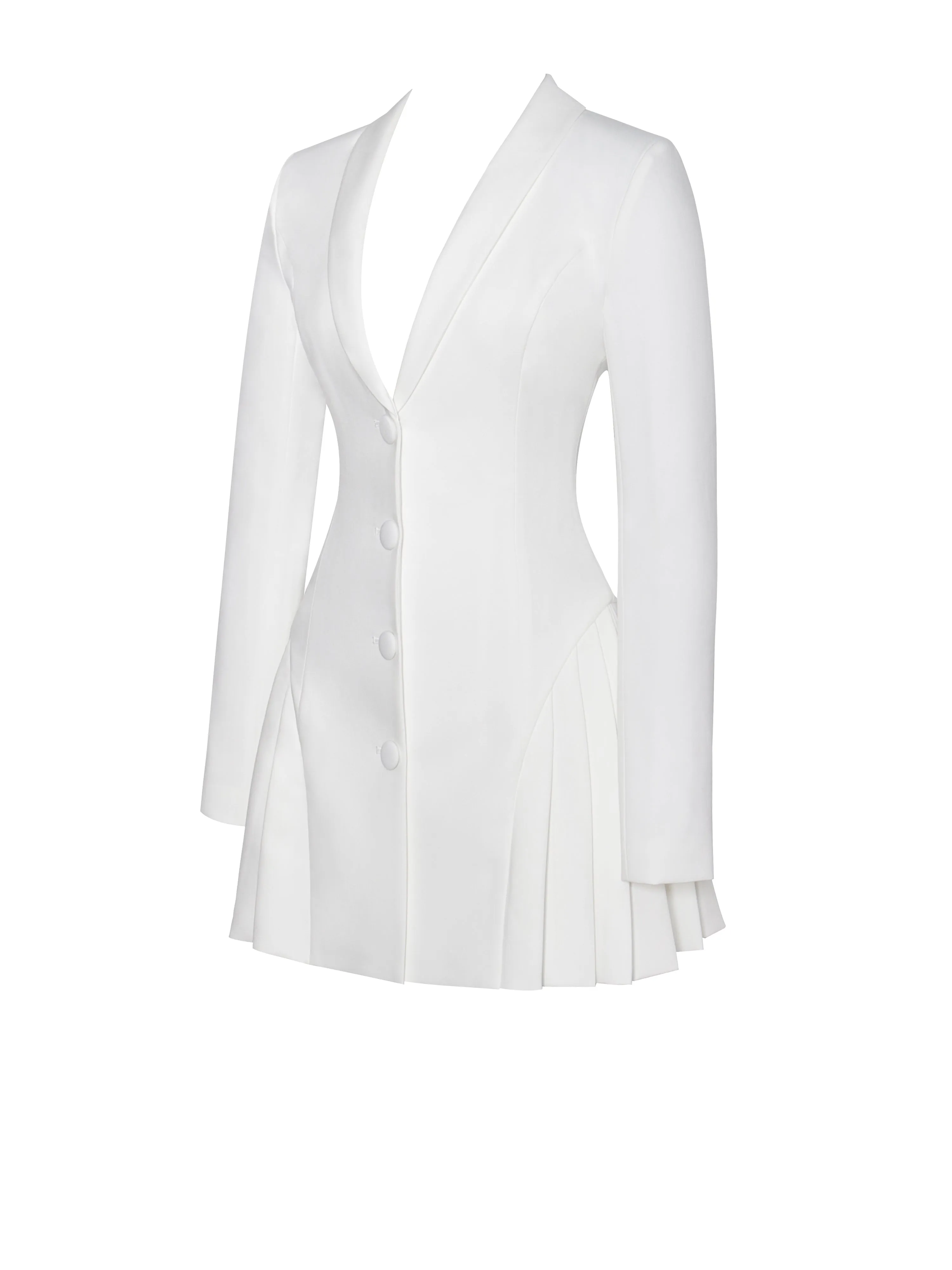 Delia White Blazer Charming Dress with Pleated Detail