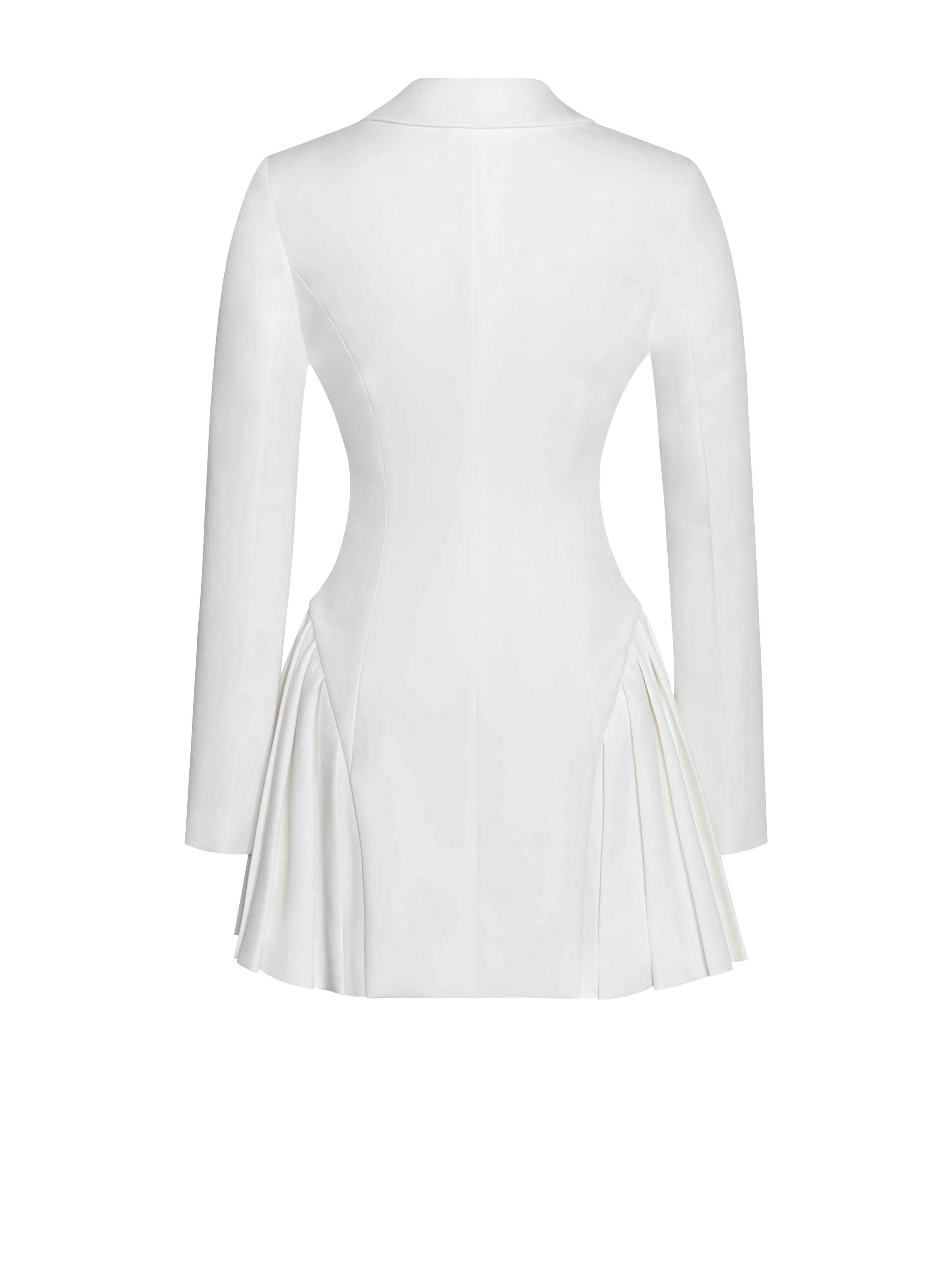 Delia White Blazer Charming Dress with Pleated Detail