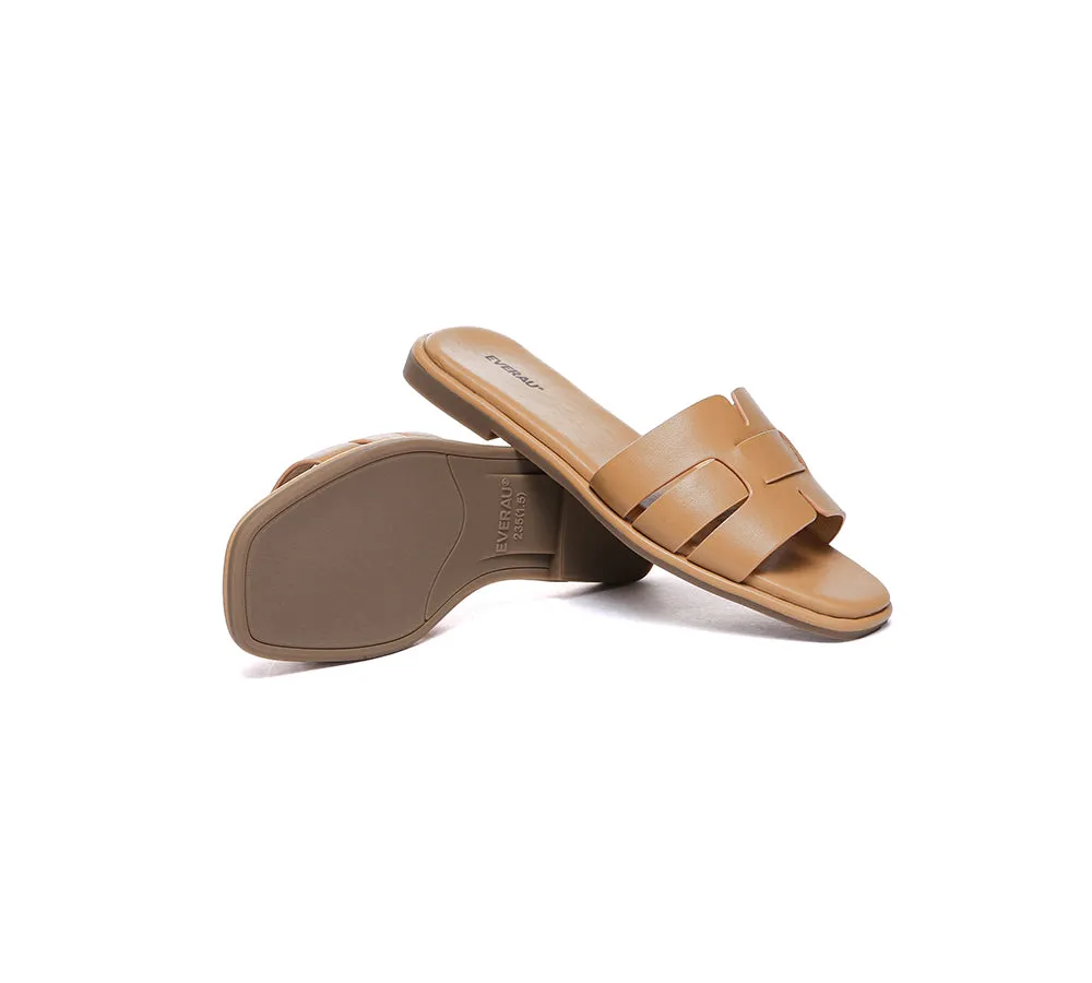 EVERAU® Women Leather Woven Flat Slides Bolita