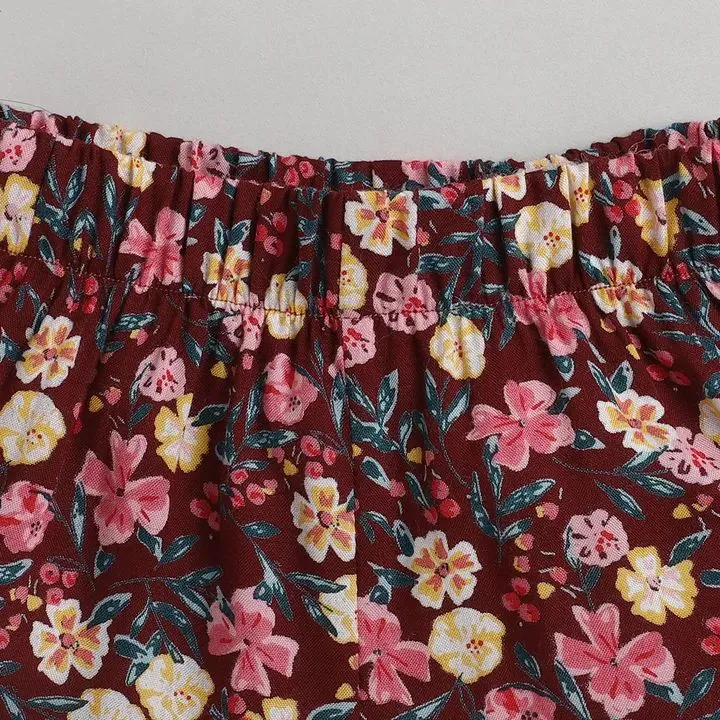 Floral Printed Short - Brown