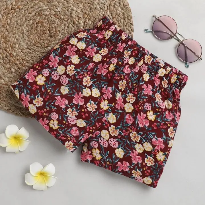 Floral Printed Short - Brown