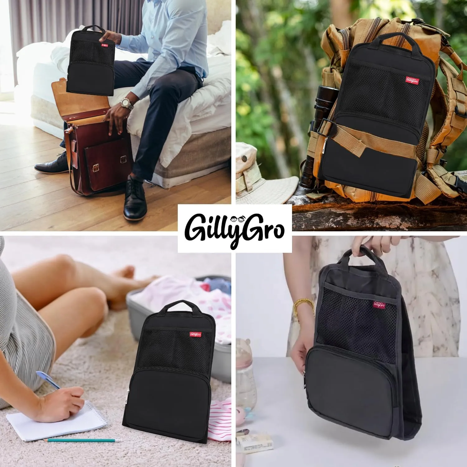GillyGro Vertical Backpack Organizer Insert for Tote Bag, Purse, School Bookbag, Picnic, Camping  Foldable Insulated Waterproof Pouch Divider  Travel Accessories for Women, Men, College Student