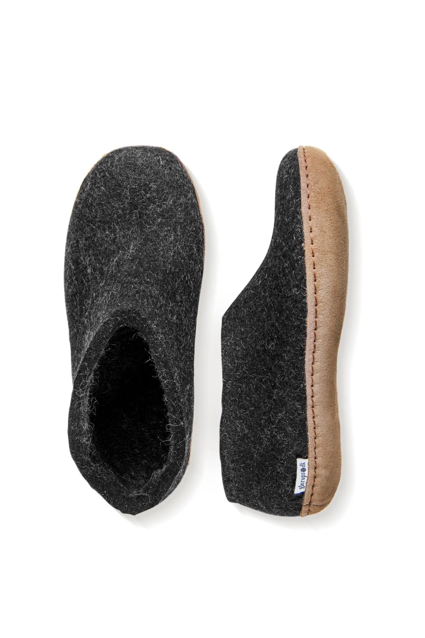 Glerups Slipper: Shoe, Charcoal, Leather A-02-00