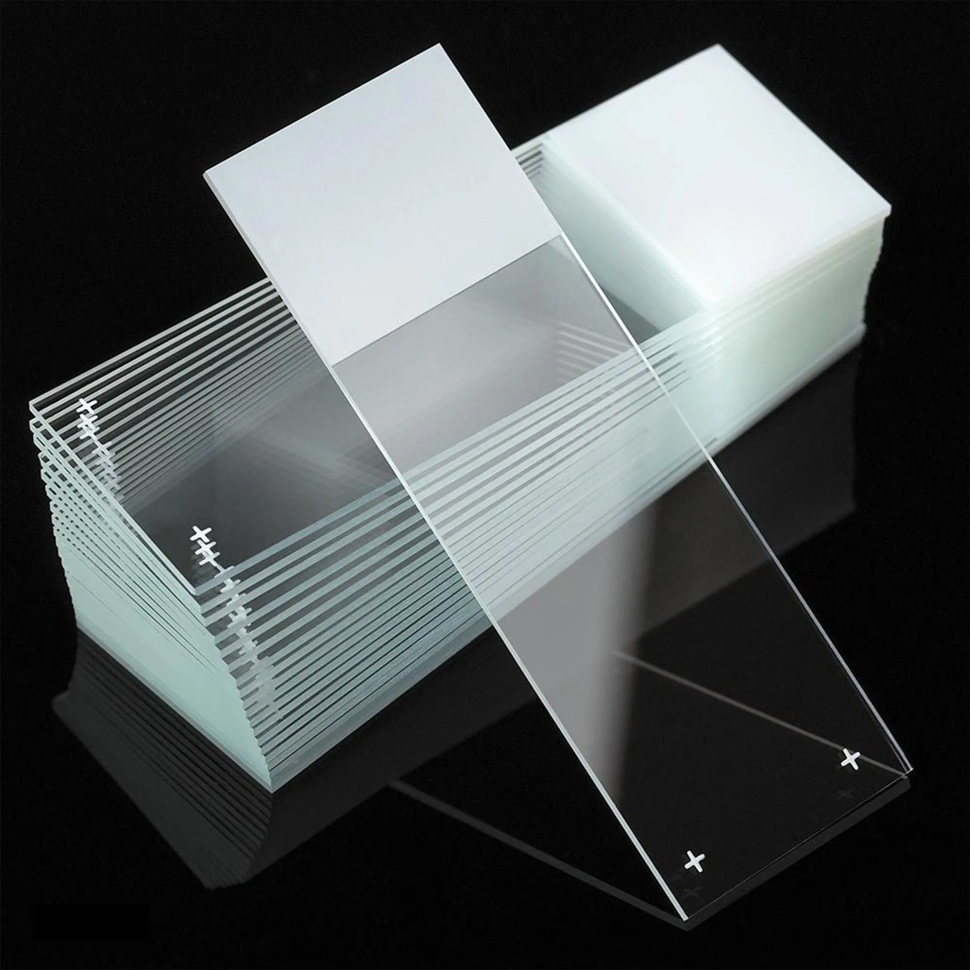 Globe Scientific 72pc Diamond® Frosted White Glass Ground Edge Slides with 90° Corners