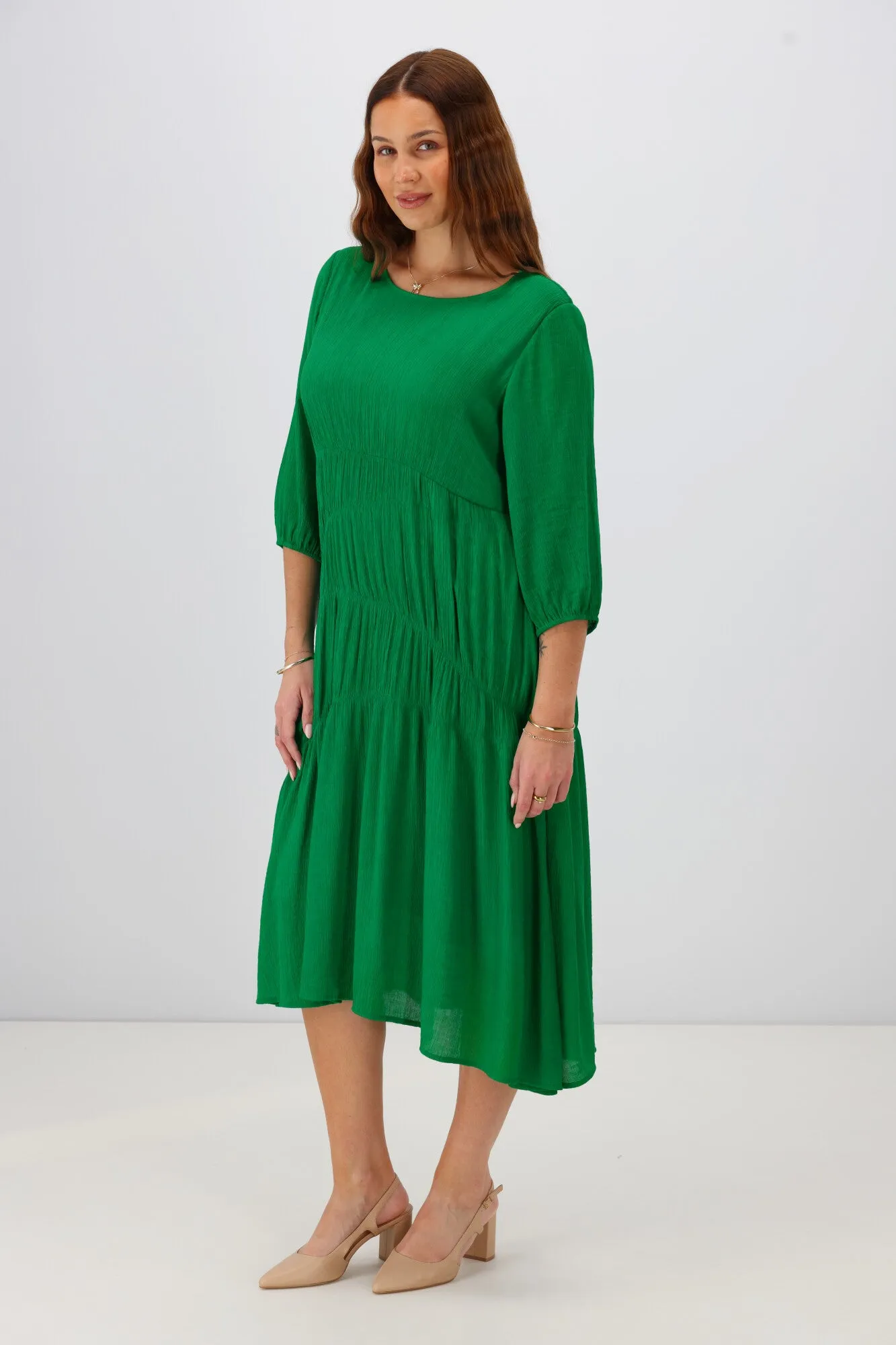 Gloss the Label Mariella Shirred Detail Dress Green