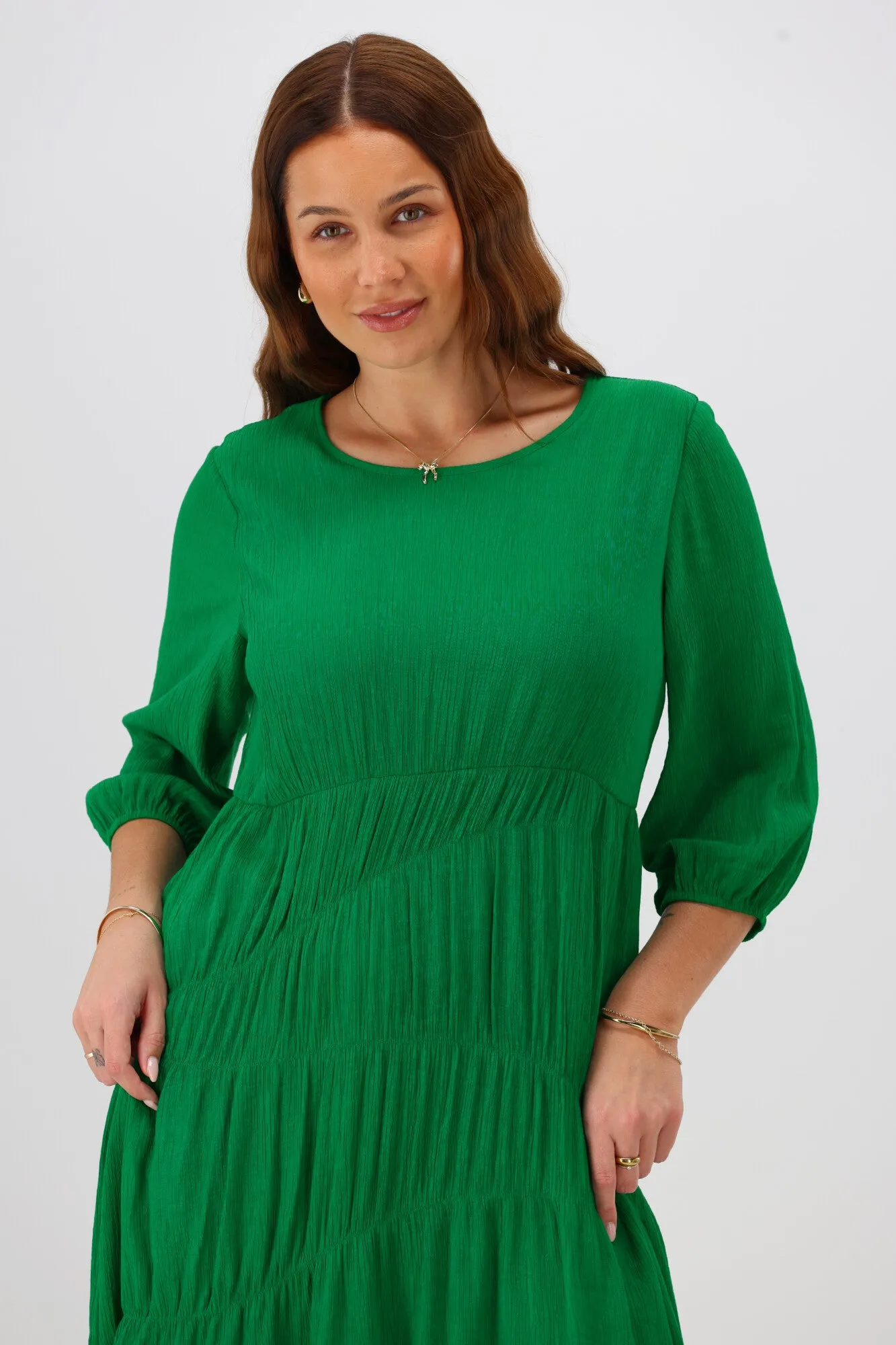 Gloss the Label Mariella Shirred Detail Dress Green