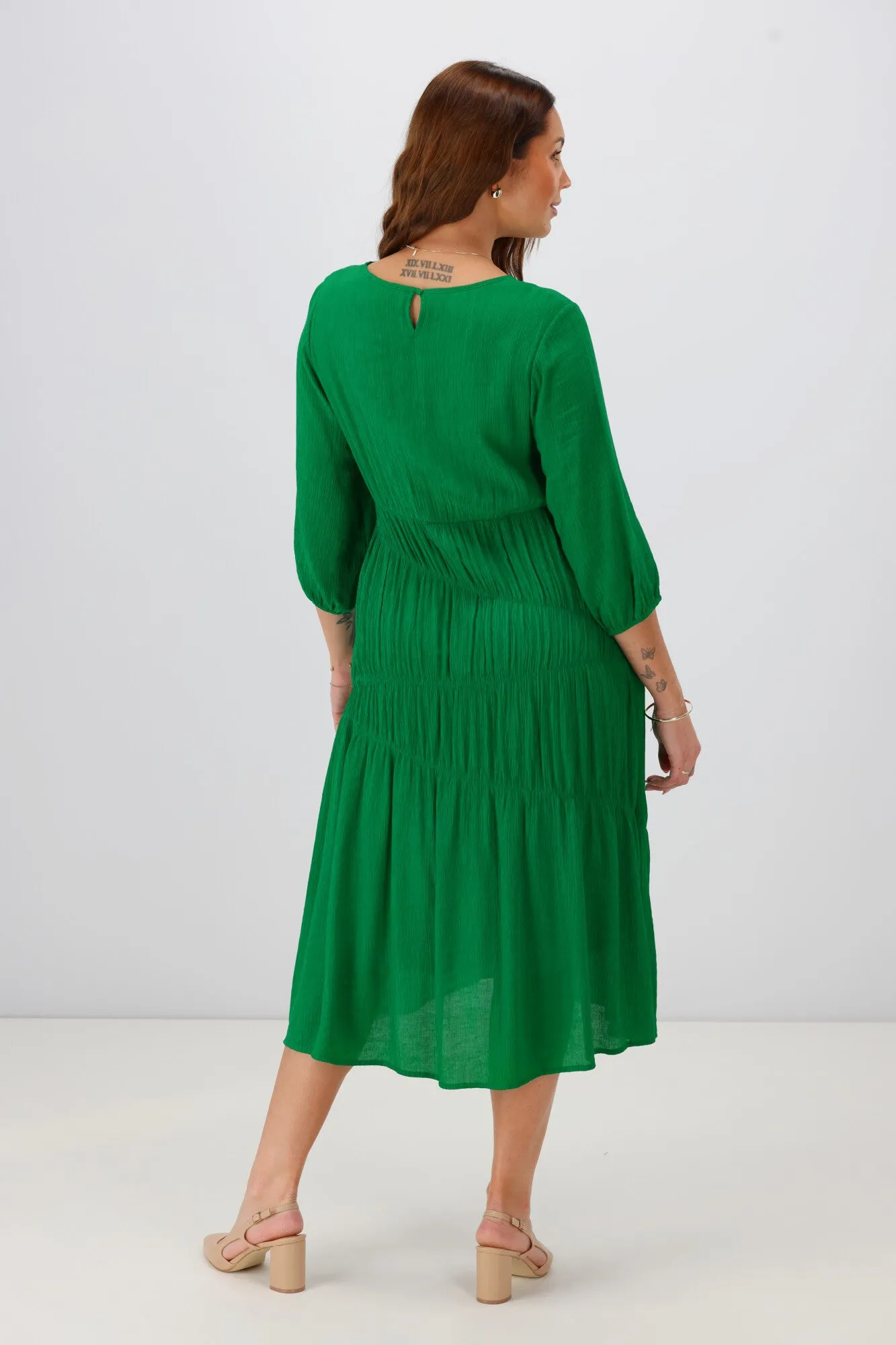 Gloss the Label Mariella Shirred Detail Dress Green