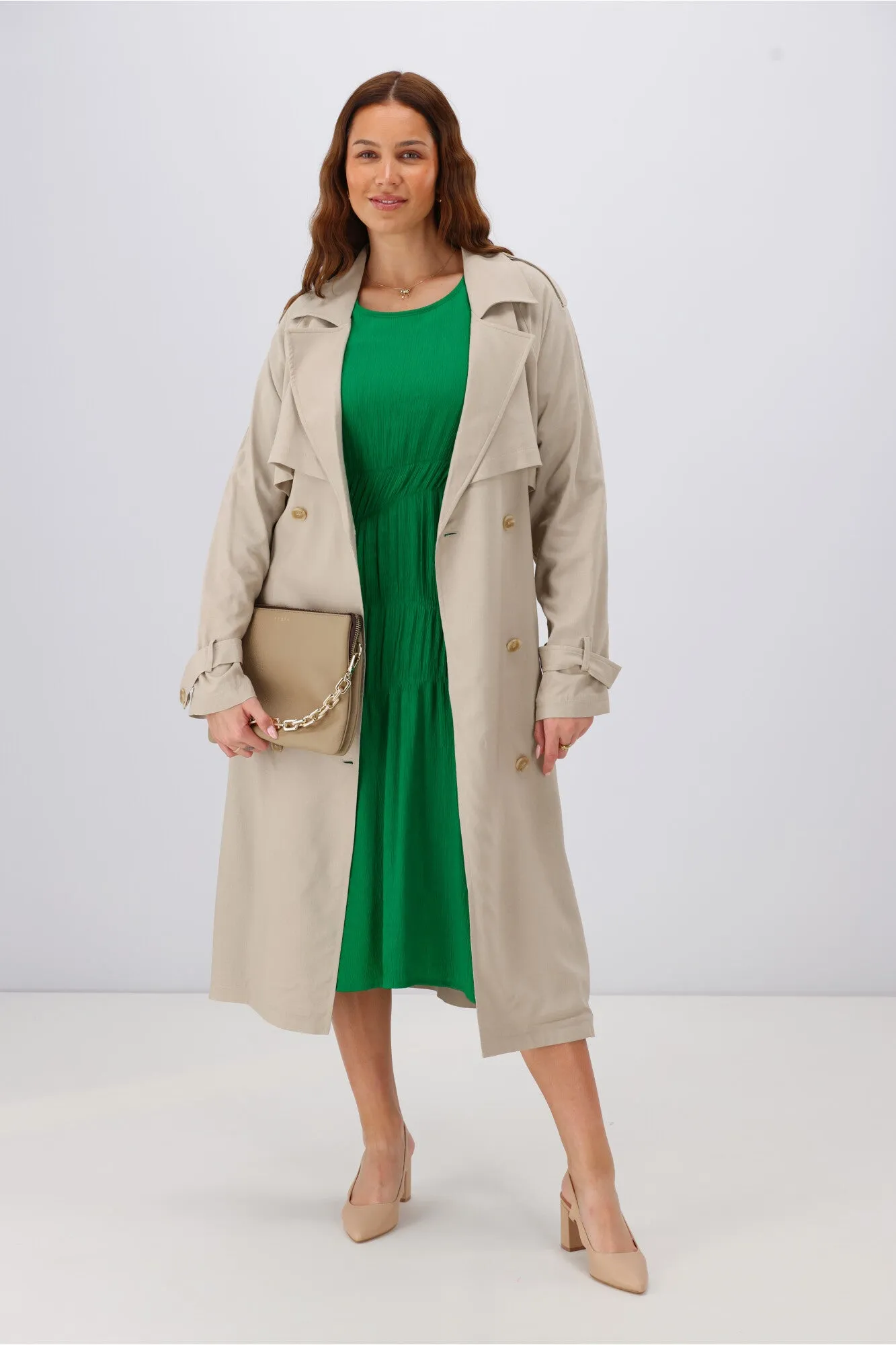 Gloss the Label Mariella Shirred Detail Dress Green