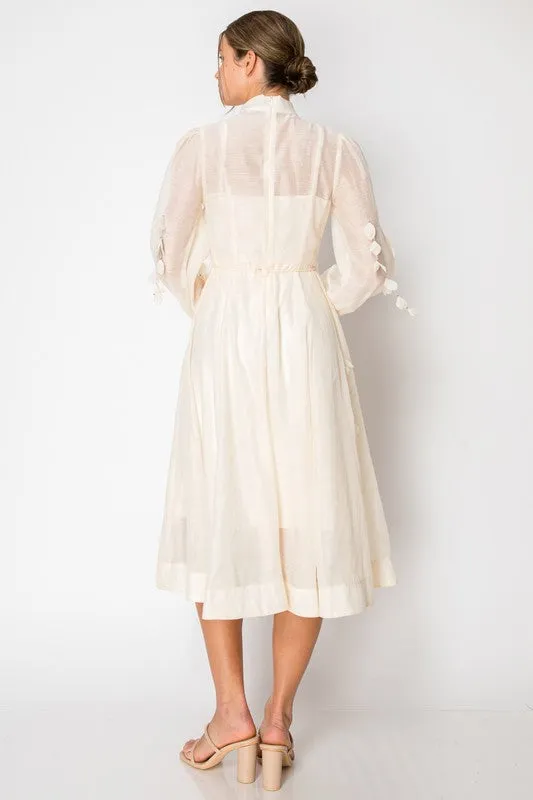 Graceful Bloom Midi Dress (Ivory)