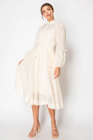 Graceful Bloom Midi Dress (Ivory)